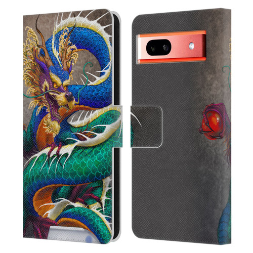 Stanley Morrison Dragons Asian Sake Drink Leather Book Wallet Case Cover For Google Pixel 7a