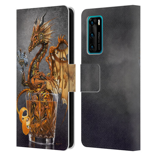 Stanley Morrison Dragons Gold Steampunk Drink Leather Book Wallet Case Cover For Huawei P40 5G