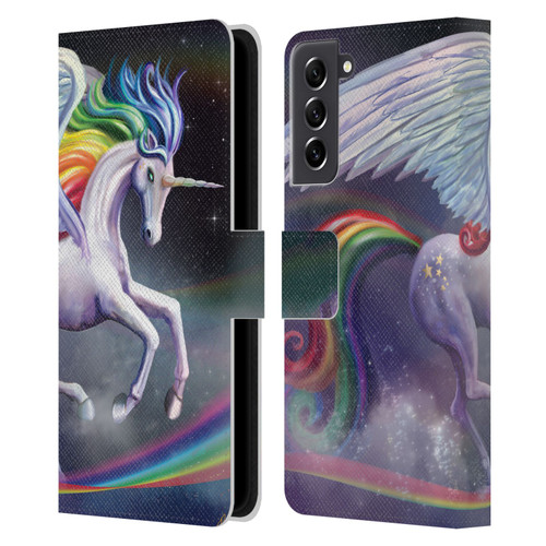 Rose Khan Unicorns Rainbow Dancer Leather Book Wallet Case Cover For Samsung Galaxy S21 FE 5G