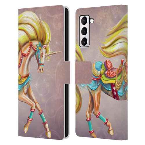 Rose Khan Unicorns Western Palomino Leather Book Wallet Case Cover For Samsung Galaxy S21+ 5G