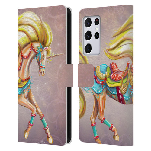 Rose Khan Unicorns Western Palomino Leather Book Wallet Case Cover For Samsung Galaxy S21 Ultra 5G