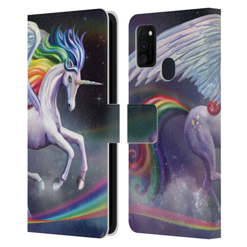 Rose Khan Unicorns Rainbow Dancer Leather Book Wallet Case Cover For Samsung Galaxy M30s (2019)/M21 (2020)