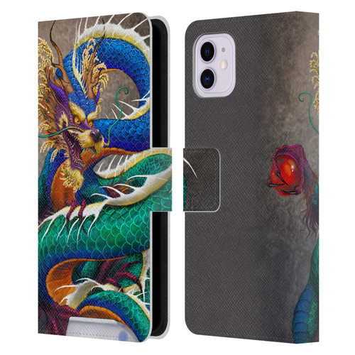 Stanley Morrison Dragons Asian Sake Drink Leather Book Wallet Case Cover For Apple iPhone 11