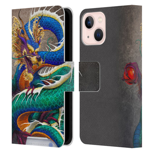 Stanley Morrison Dragons Asian Sake Drink Leather Book Wallet Case Cover For Apple iPhone 13 Mini