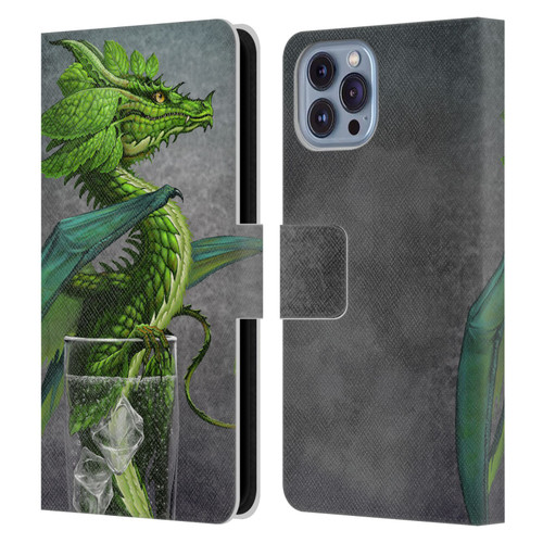 Stanley Morrison Dragons Green Mojito Drink Leather Book Wallet Case Cover For Apple iPhone 14