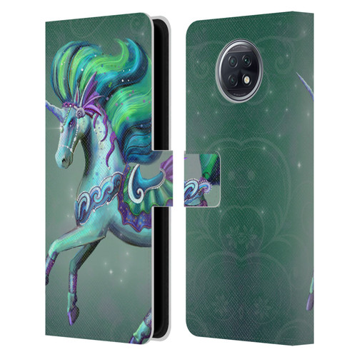 Rose Khan Unicorns Sea Green Leather Book Wallet Case Cover For Xiaomi Redmi Note 9T 5G