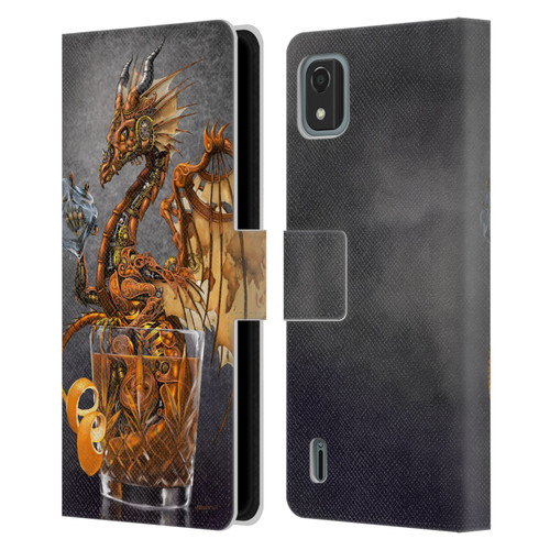 Stanley Morrison Dragons Gold Steampunk Drink Leather Book Wallet Case Cover For Nokia C2 2nd Edition