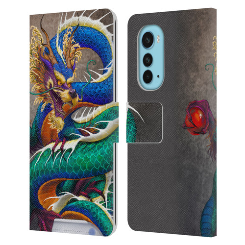 Stanley Morrison Dragons Asian Sake Drink Leather Book Wallet Case Cover For Motorola Edge (2022)