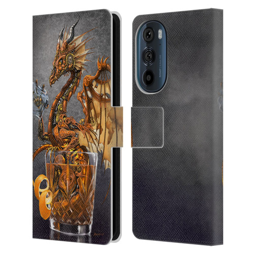 Stanley Morrison Dragons Gold Steampunk Drink Leather Book Wallet Case Cover For Motorola Edge 30
