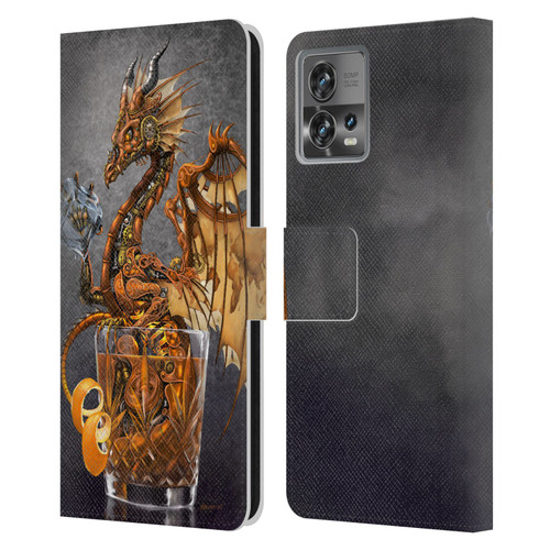 Stanley Morrison Dragons Gold Steampunk Drink Leather Book Wallet Case Cover For Motorola Moto Edge 30 Fusion