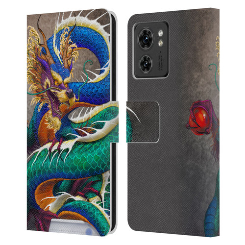 Stanley Morrison Dragons Asian Sake Drink Leather Book Wallet Case Cover For Motorola Moto Edge 40