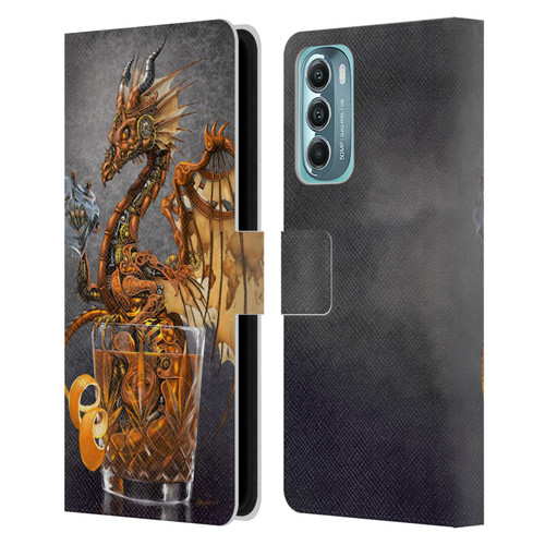 Stanley Morrison Dragons Gold Steampunk Drink Leather Book Wallet Case Cover For Motorola Moto G Stylus 5G (2022)