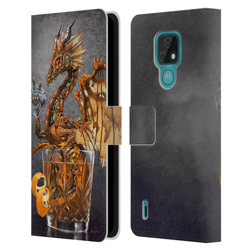 Stanley Morrison Dragons Gold Steampunk Drink Leather Book Wallet Case Cover For Motorola Moto E7