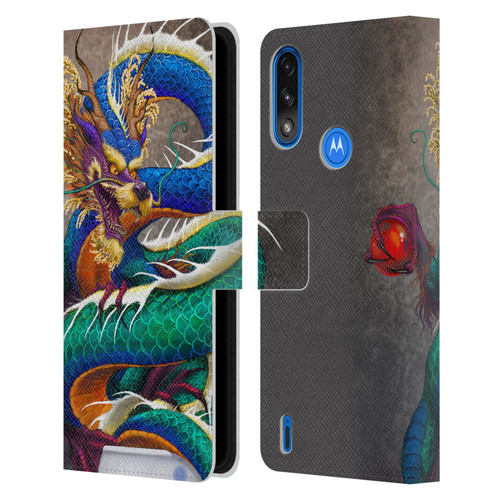 Stanley Morrison Dragons Asian Sake Drink Leather Book Wallet Case Cover For Motorola Moto E7 Power / Moto E7i Power