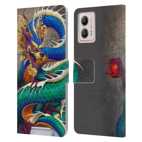 Stanley Morrison Dragons Asian Sake Drink Leather Book Wallet Case Cover For Motorola Moto G53 5G