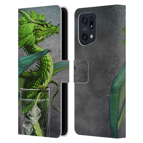 Stanley Morrison Dragons Green Mojito Drink Leather Book Wallet Case Cover For OPPO Find X5