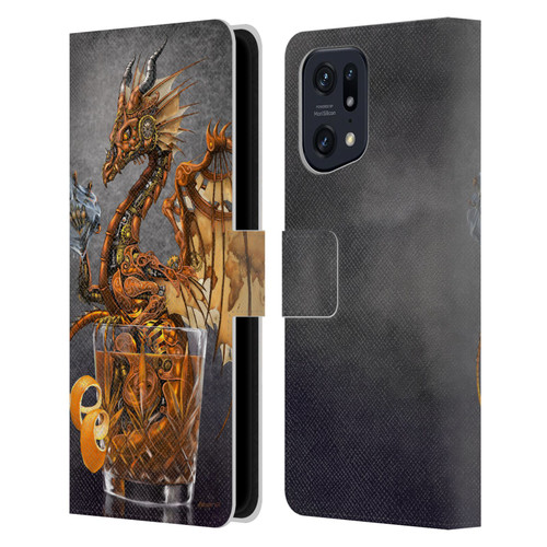 Stanley Morrison Dragons Gold Steampunk Drink Leather Book Wallet Case Cover For OPPO Find X5