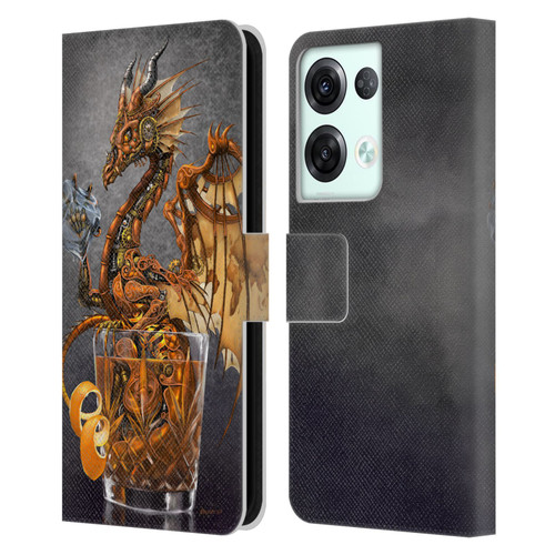 Stanley Morrison Dragons Gold Steampunk Drink Leather Book Wallet Case Cover For OPPO Reno8 Pro