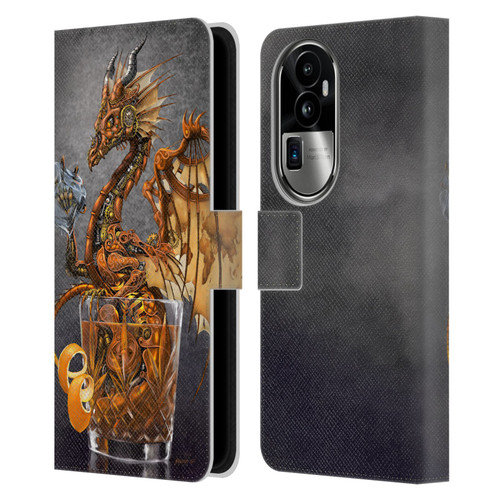 Stanley Morrison Dragons Gold Steampunk Drink Leather Book Wallet Case Cover For OPPO Reno10 Pro+