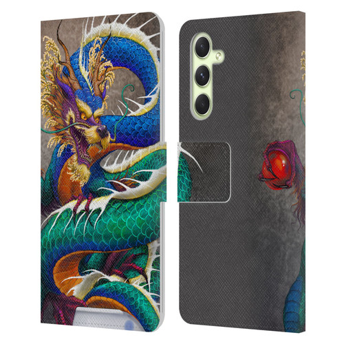 Stanley Morrison Dragons Asian Sake Drink Leather Book Wallet Case Cover For Samsung Galaxy A54 5G