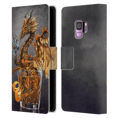 Stanley Morrison Dragons Gold Steampunk Drink Leather Book Wallet Case Cover For Samsung Galaxy S9
