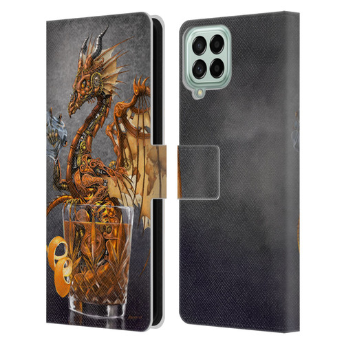 Stanley Morrison Dragons Gold Steampunk Drink Leather Book Wallet Case Cover For Samsung Galaxy M53 (2022)