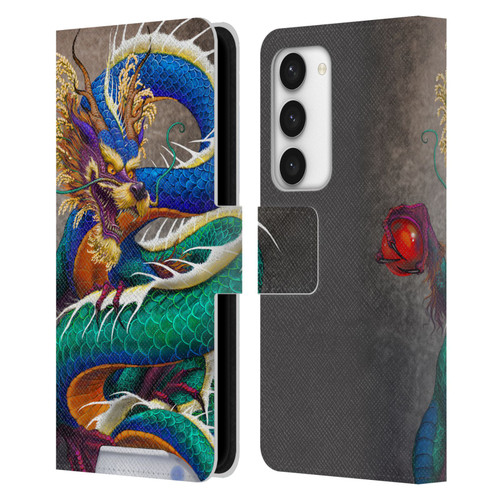 Stanley Morrison Dragons Asian Sake Drink Leather Book Wallet Case Cover For Samsung Galaxy S23 5G