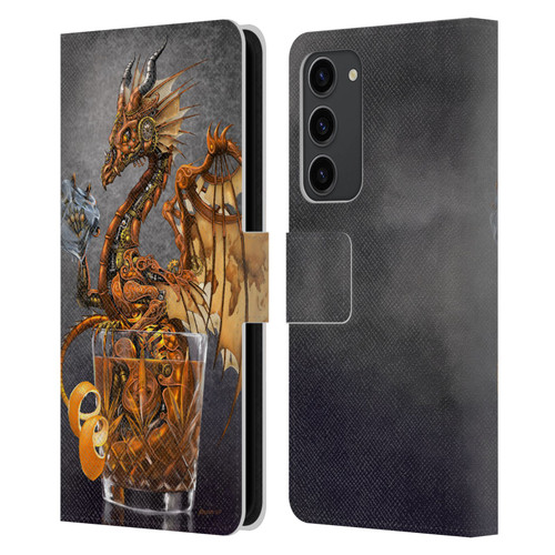 Stanley Morrison Dragons Gold Steampunk Drink Leather Book Wallet Case Cover For Samsung Galaxy S23+ 5G