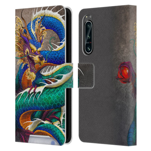 Stanley Morrison Dragons Asian Sake Drink Leather Book Wallet Case Cover For Sony Xperia 5 IV