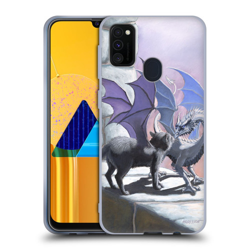 Stanley Morrison Dragons 2 Black Winged Cat Soft Gel Case for Samsung Galaxy M30s (2019)/M21 (2020)