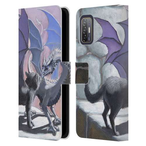Stanley Morrison Dragons 2 Black Winged Cat Leather Book Wallet Case Cover For HTC Desire 21 Pro 5G