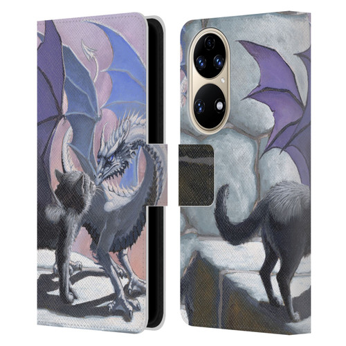 Stanley Morrison Dragons 2 Black Winged Cat Leather Book Wallet Case Cover For Huawei P50