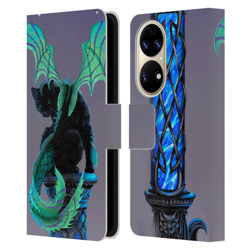 Stanley Morrison Dragons 2 Gothic Winged Cat Leather Book Wallet Case Cover For Huawei P50