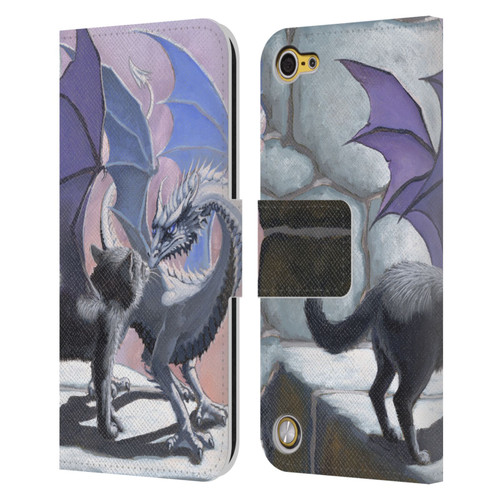 Stanley Morrison Dragons 2 Black Winged Cat Leather Book Wallet Case Cover For Apple iPod Touch 5G 5th Gen