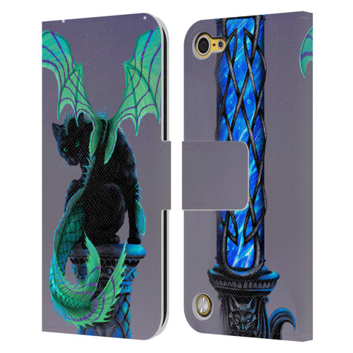 Stanley Morrison Dragons 2 Gothic Winged Cat Leather Book Wallet Case Cover For Apple iPod Touch 5G 5th Gen