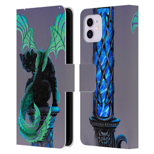 Stanley Morrison Dragons 2 Gothic Winged Cat Leather Book Wallet Case Cover For Apple iPhone 11