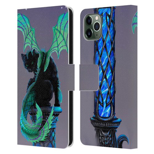 Stanley Morrison Dragons 2 Gothic Winged Cat Leather Book Wallet Case Cover For Apple iPhone 11 Pro Max