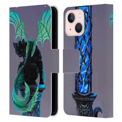 Stanley Morrison Dragons 2 Gothic Winged Cat Leather Book Wallet Case Cover For Apple iPhone 13 Mini