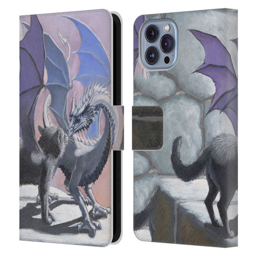 Stanley Morrison Dragons 2 Black Winged Cat Leather Book Wallet Case Cover For Apple iPhone 14