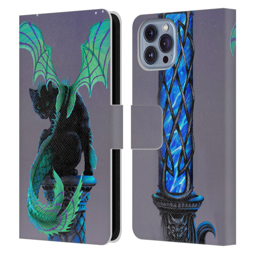 Stanley Morrison Dragons 2 Gothic Winged Cat Leather Book Wallet Case Cover For Apple iPhone 14