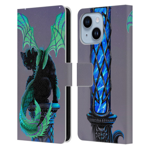 Stanley Morrison Dragons 2 Gothic Winged Cat Leather Book Wallet Case Cover For Apple iPhone 14 Plus