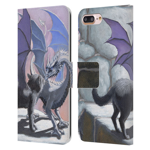 Stanley Morrison Dragons 2 Black Winged Cat Leather Book Wallet Case Cover For Apple iPhone 7 Plus / iPhone 8 Plus