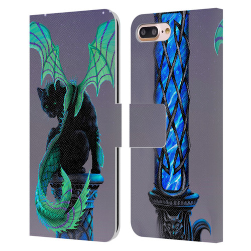 Stanley Morrison Dragons 2 Gothic Winged Cat Leather Book Wallet Case Cover For Apple iPhone 7 Plus / iPhone 8 Plus