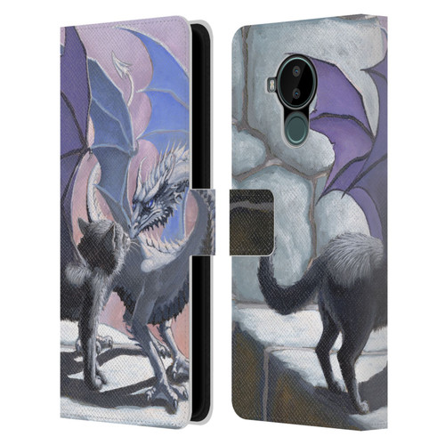 Stanley Morrison Dragons 2 Black Winged Cat Leather Book Wallet Case Cover For Nokia C30