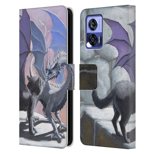 Stanley Morrison Dragons 2 Black Winged Cat Leather Book Wallet Case Cover For Motorola Edge 30 Neo 5G