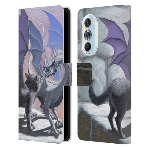 Stanley Morrison Dragons 2 Black Winged Cat Leather Book Wallet Case Cover For Motorola Edge X30