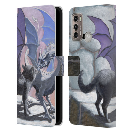 Stanley Morrison Dragons 2 Black Winged Cat Leather Book Wallet Case Cover For Motorola Moto G60 / Moto G40 Fusion