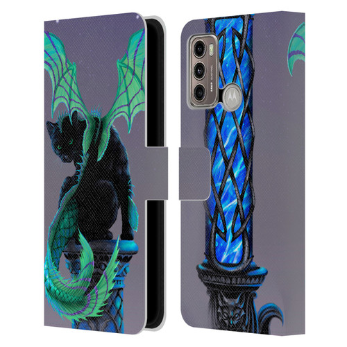 Stanley Morrison Dragons 2 Gothic Winged Cat Leather Book Wallet Case Cover For Motorola Moto G60 / Moto G40 Fusion