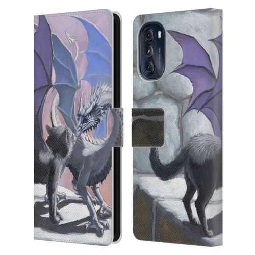 Stanley Morrison Dragons 2 Black Winged Cat Leather Book Wallet Case Cover For Motorola Moto G (2022)