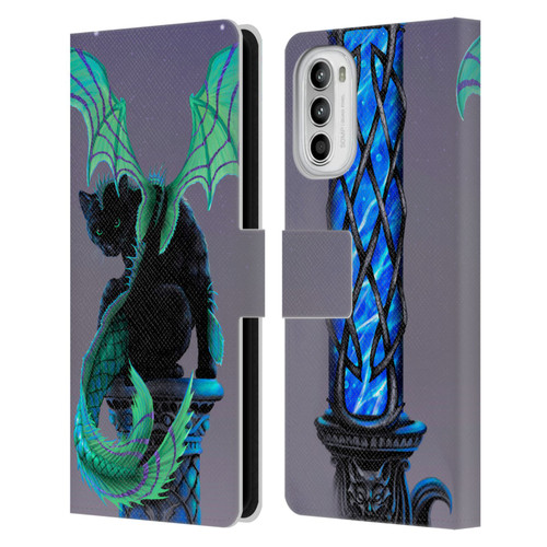 Stanley Morrison Dragons 2 Gothic Winged Cat Leather Book Wallet Case Cover For Motorola Moto G52